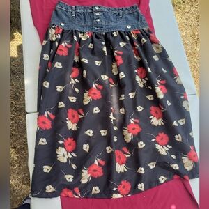 Floral Black and Red Skirt